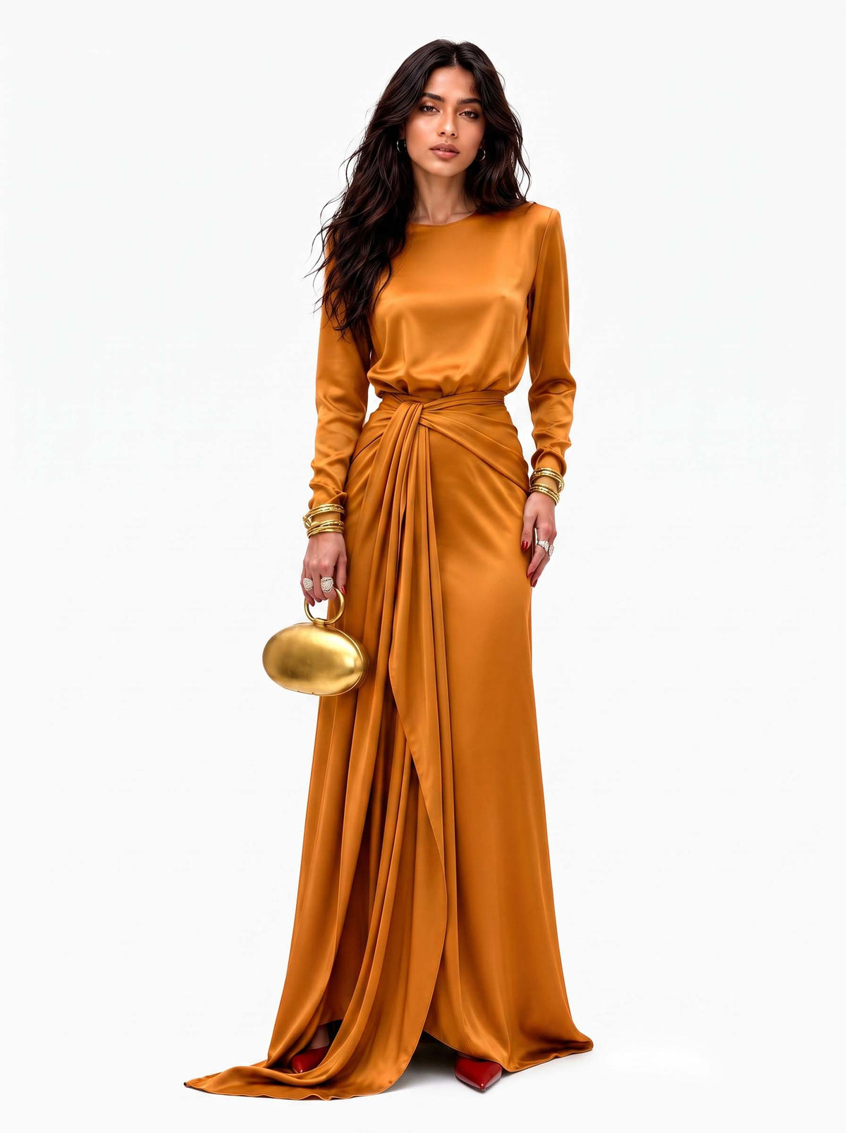 Ilaria | Elegante Abito Maxi en Satin Drapé