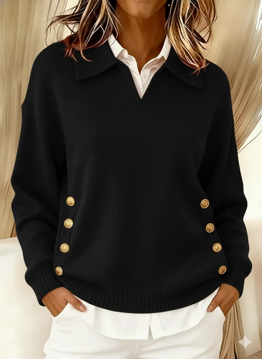Valentine - Maglione à Col Polo et Boutons