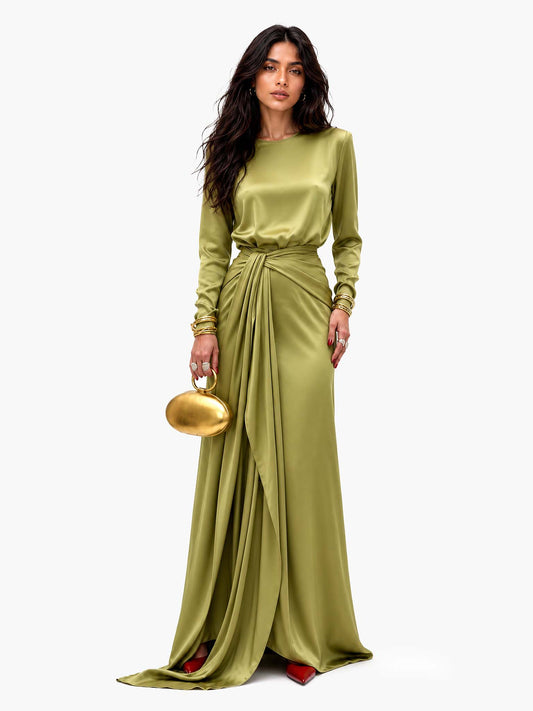 Ilaria | Elegante Abito Maxi en Satin Drapé