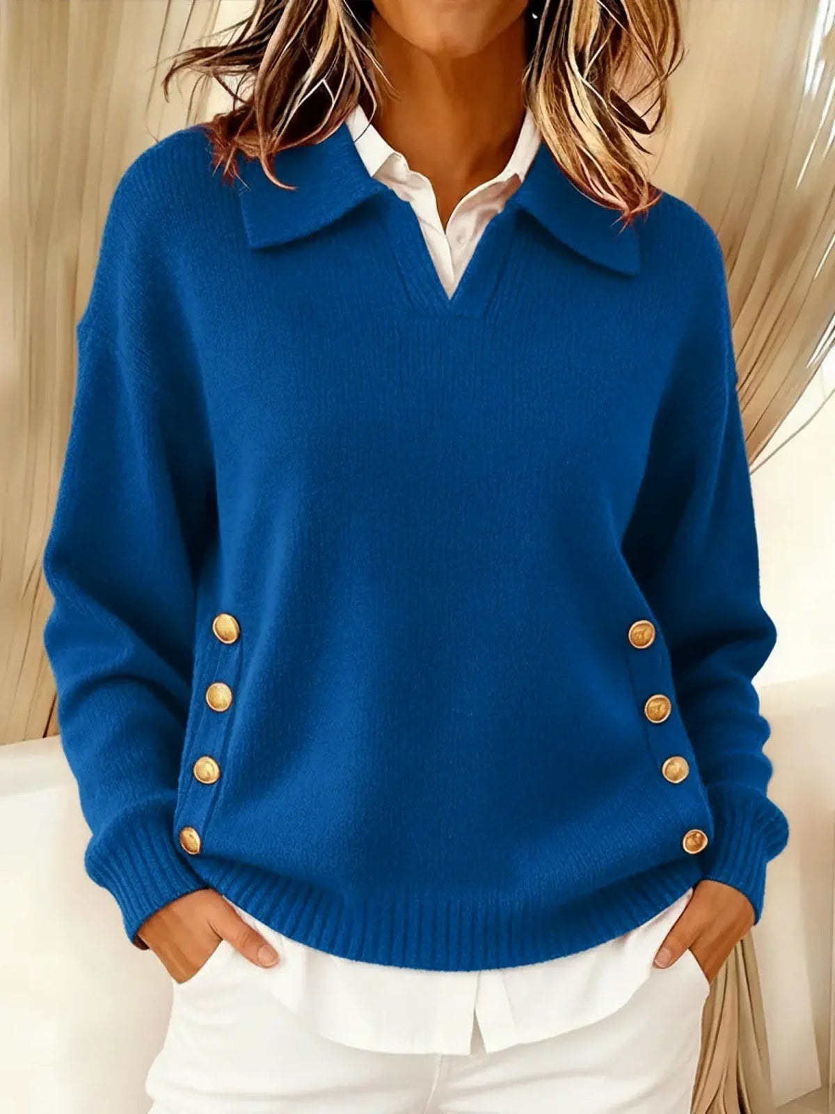 Valentine - Maglione à Col Polo et Boutons