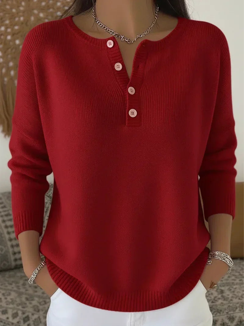 Hélène - Maglione in Maglia con Bottoni Henley