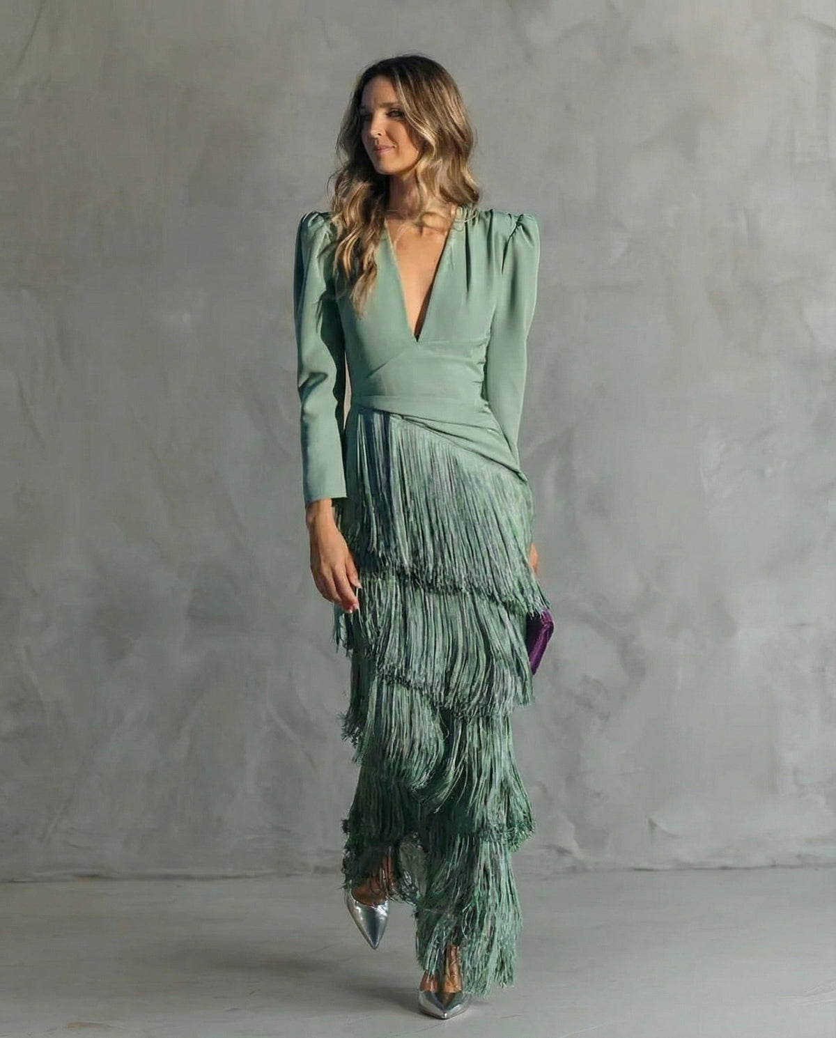 Clarisse | Robe Élégante à Manches Franges