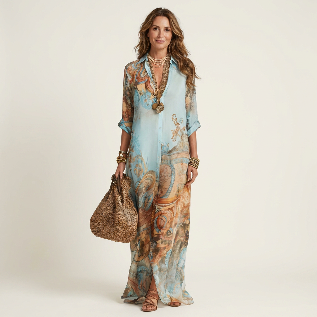 Raffaella | Abito Camicetta Maxi en Soie