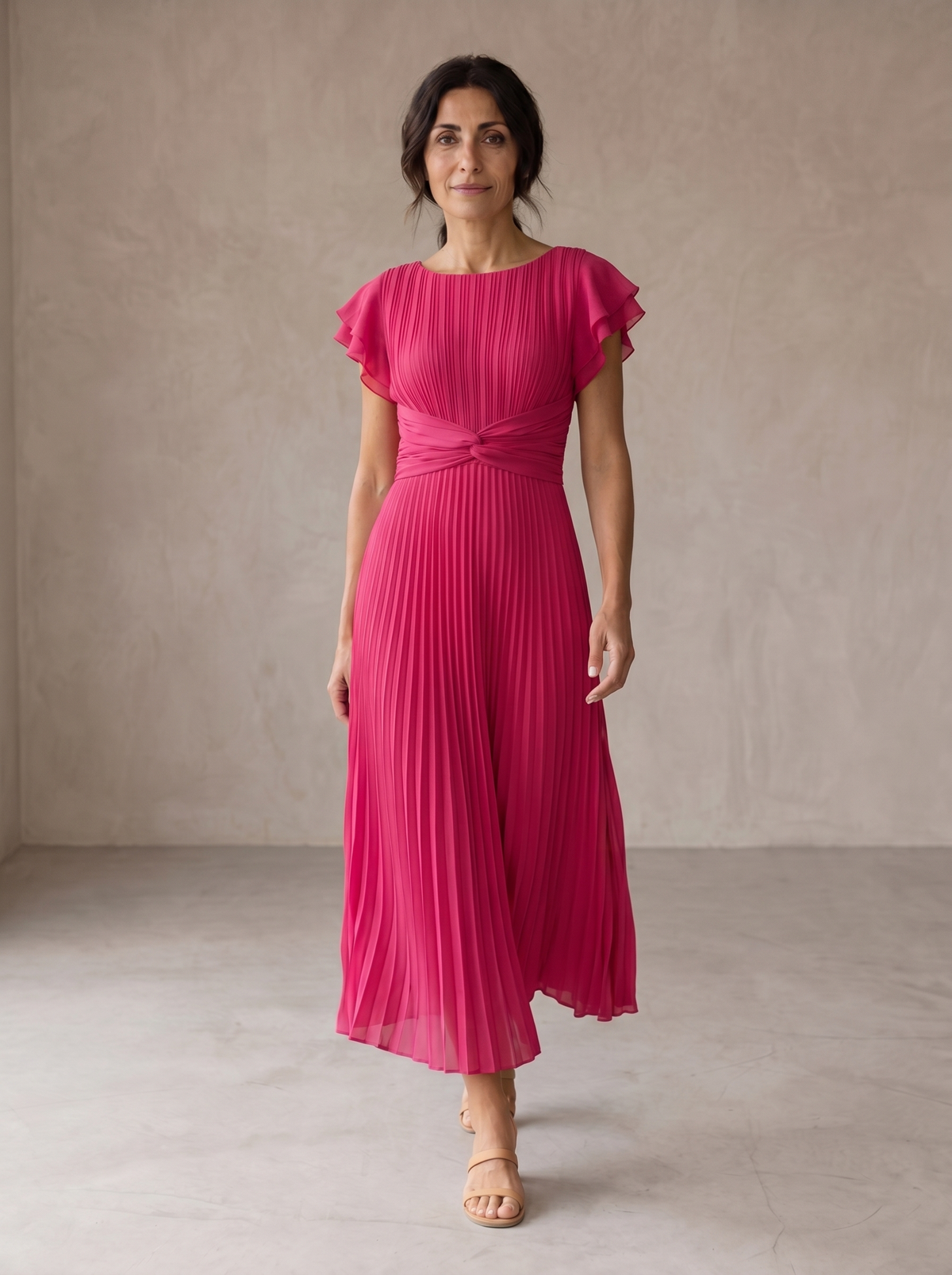 Séraphine | Élégante Robe Maxi Plissée à Taille Nouée