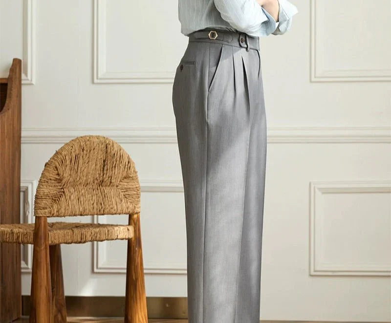 Pantaloni fluide taille haute élégant