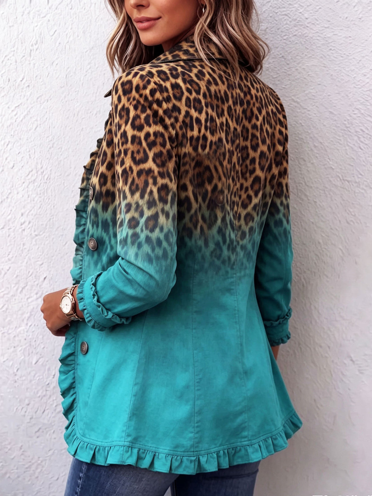 Viola | Blazer Leopardato Dégradé con Volant