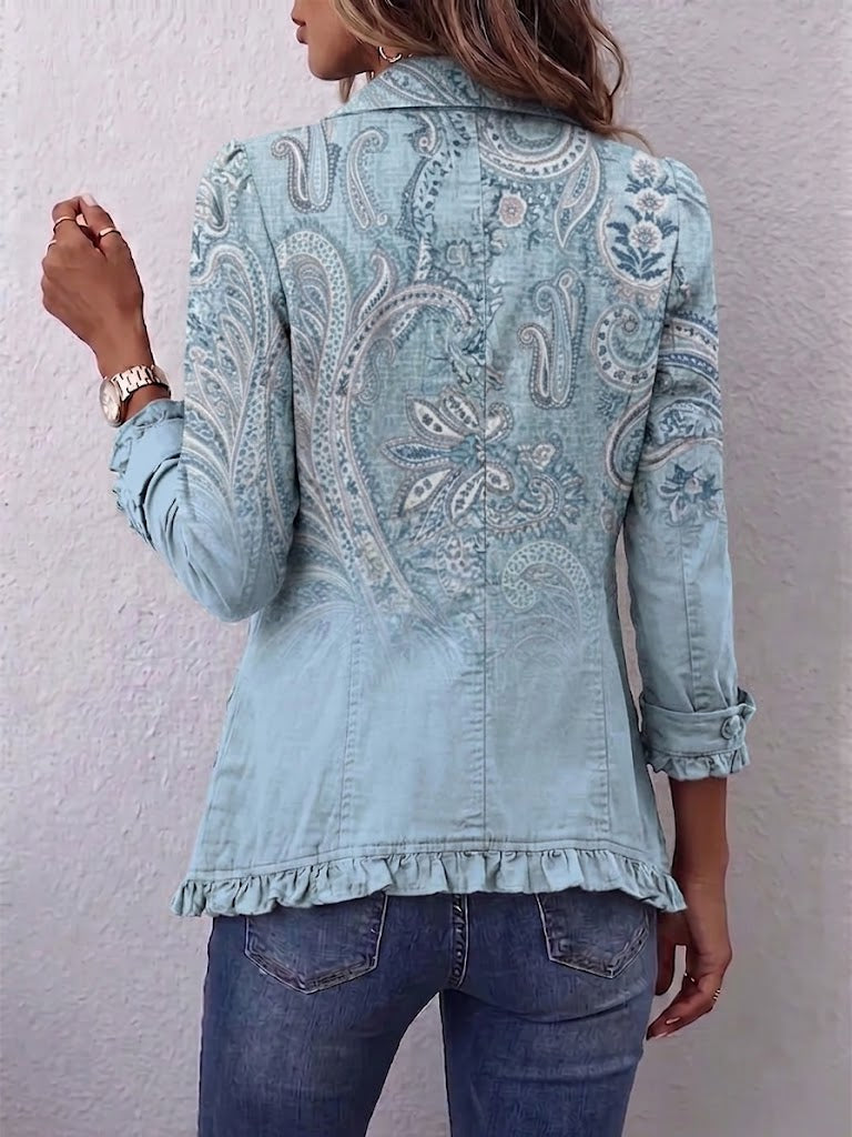 Caterina | Giacca Vintage con Stampa Paisley e Volant