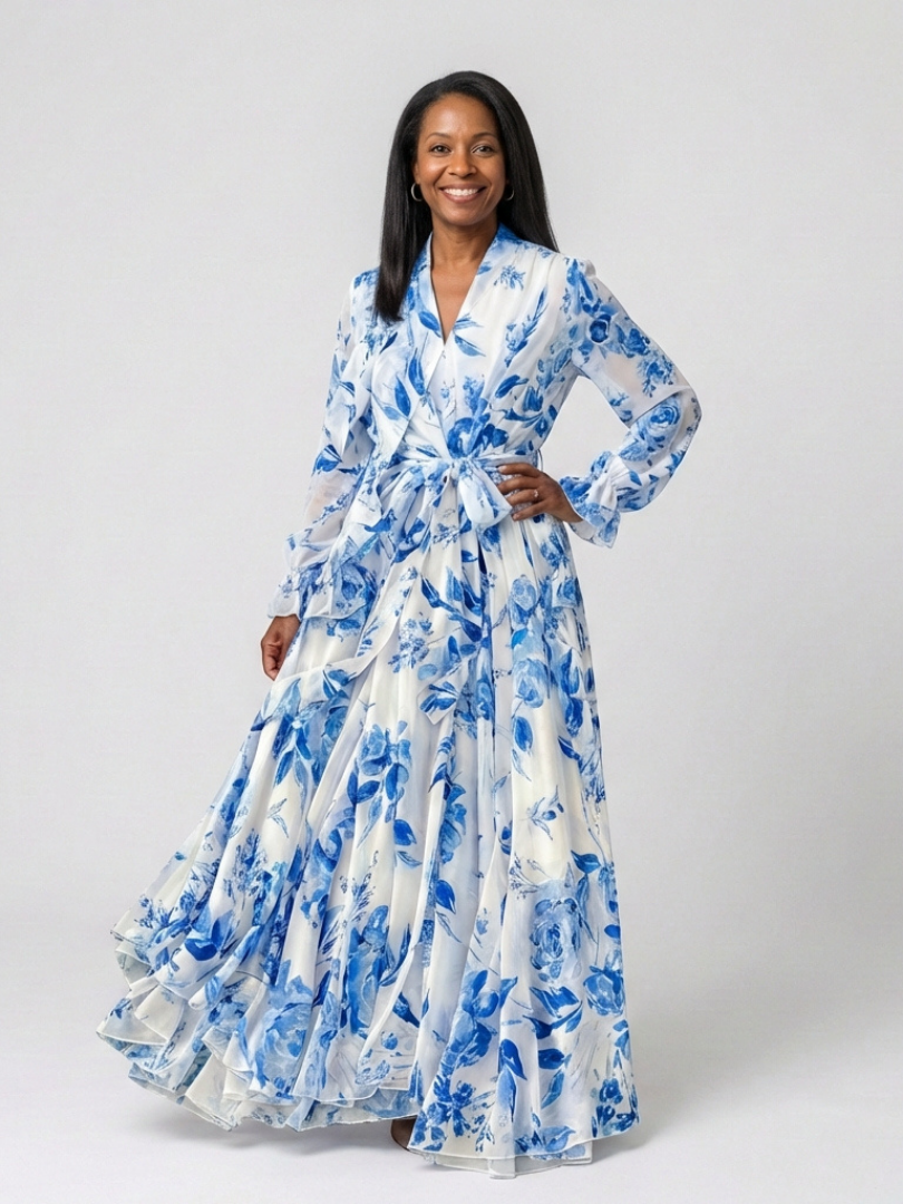 Abito Maxi Enveloppe Florale Lillian