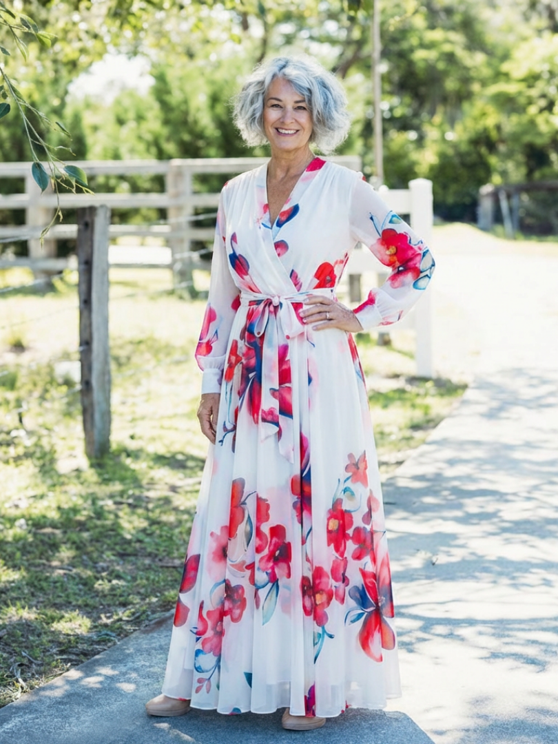 Abito Maxi Enveloppe Florale Lillian