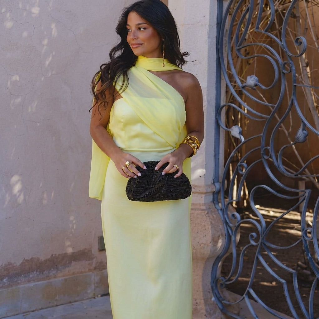 Héloïse | Robe à Décolleté Croisé Asymétrique